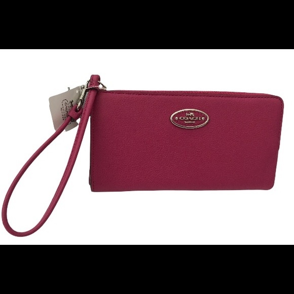 💕🆕 NWT Authentic COACH Fuchsia/Pink Leather Zippy Wallet/Wristlet - Picture 7 of 8